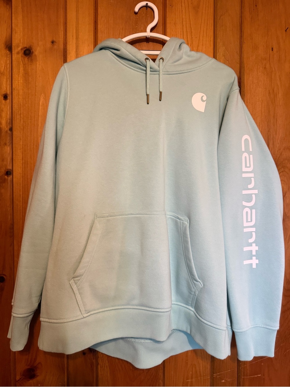 Carhartt Mint Green Logo Hoodie with Sleeve Script